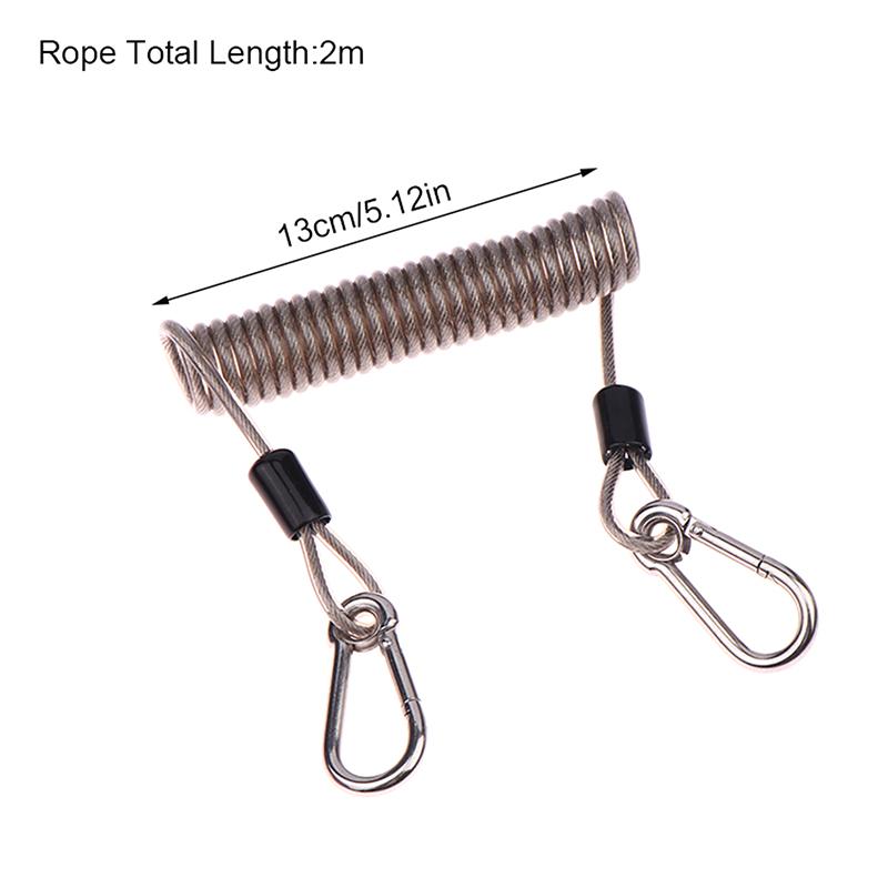 Verstärktes Lanyard zum Spinnfischen 49 Litzen Stahldraht verdrilltes Halteband 1,5-3M Teleskopische Ausrüstungssicherung mit Karabinern
