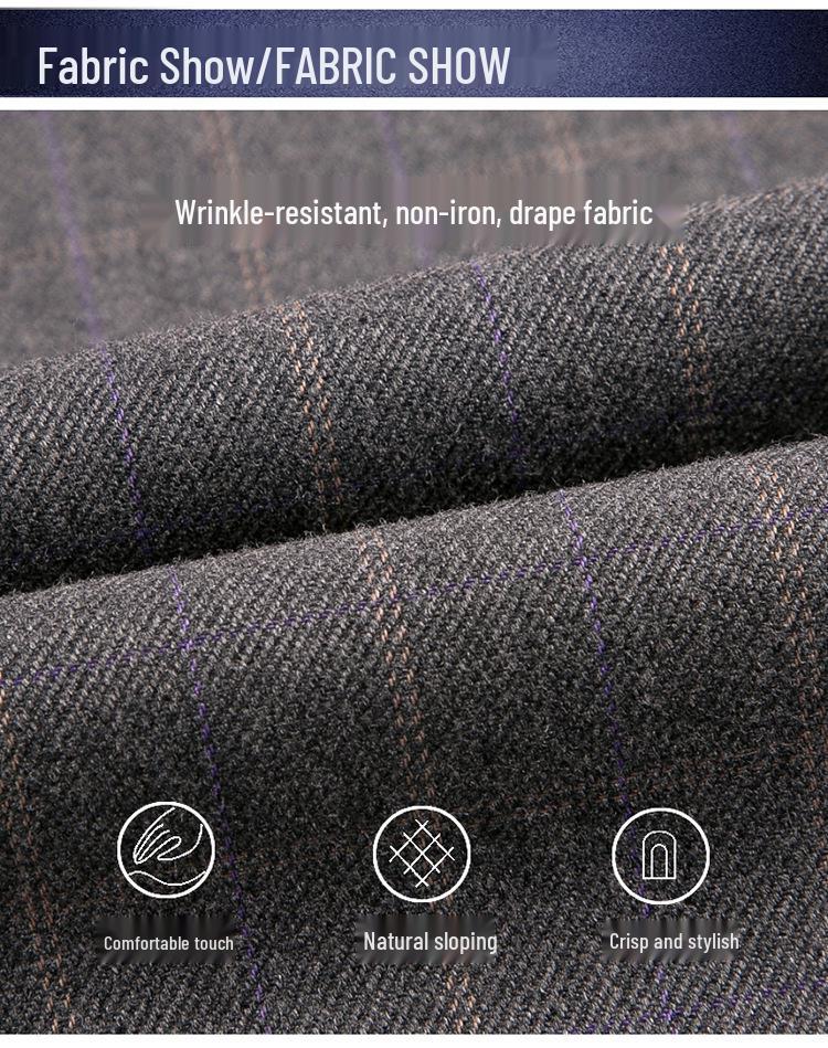 Spring & Autumn Plaid Wool Jacket for Middle-aged & Elderly Men - Casual Lapel Thin Style Dad Outerwear