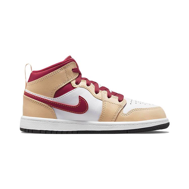 Jordan 1 Mid Light Curry Cardinal PS 640734-201