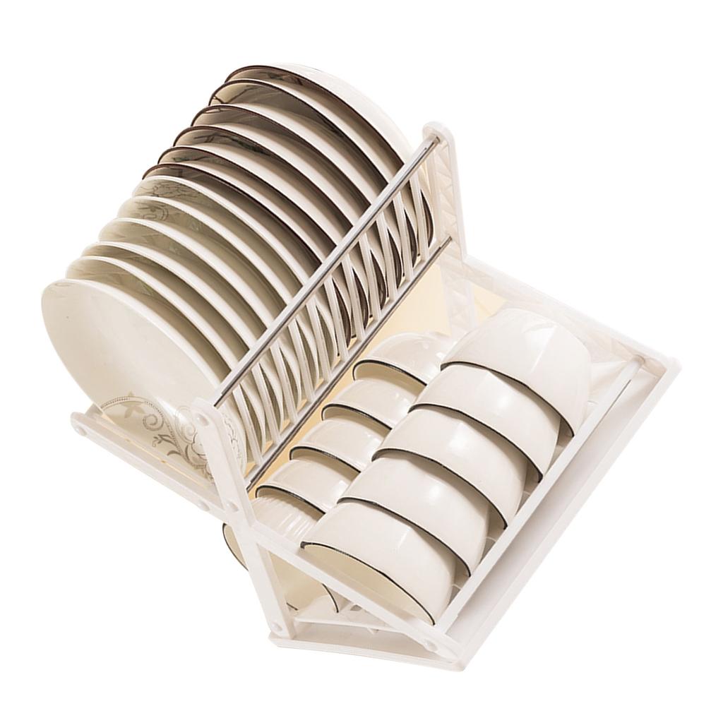 Double Layer Bowl Rack Multifunctional Dish Drying Rack Stainless Steel Dish Drainer for Kitchen Counter
