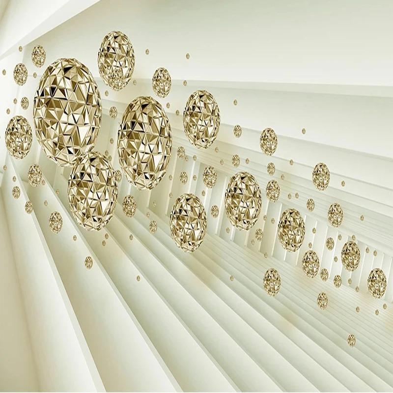 Creative 3d Abstract Space Mural Golden Ball Wallpaper Living Room Sofa Background Wall Mural Luxury Home Decor Fresco