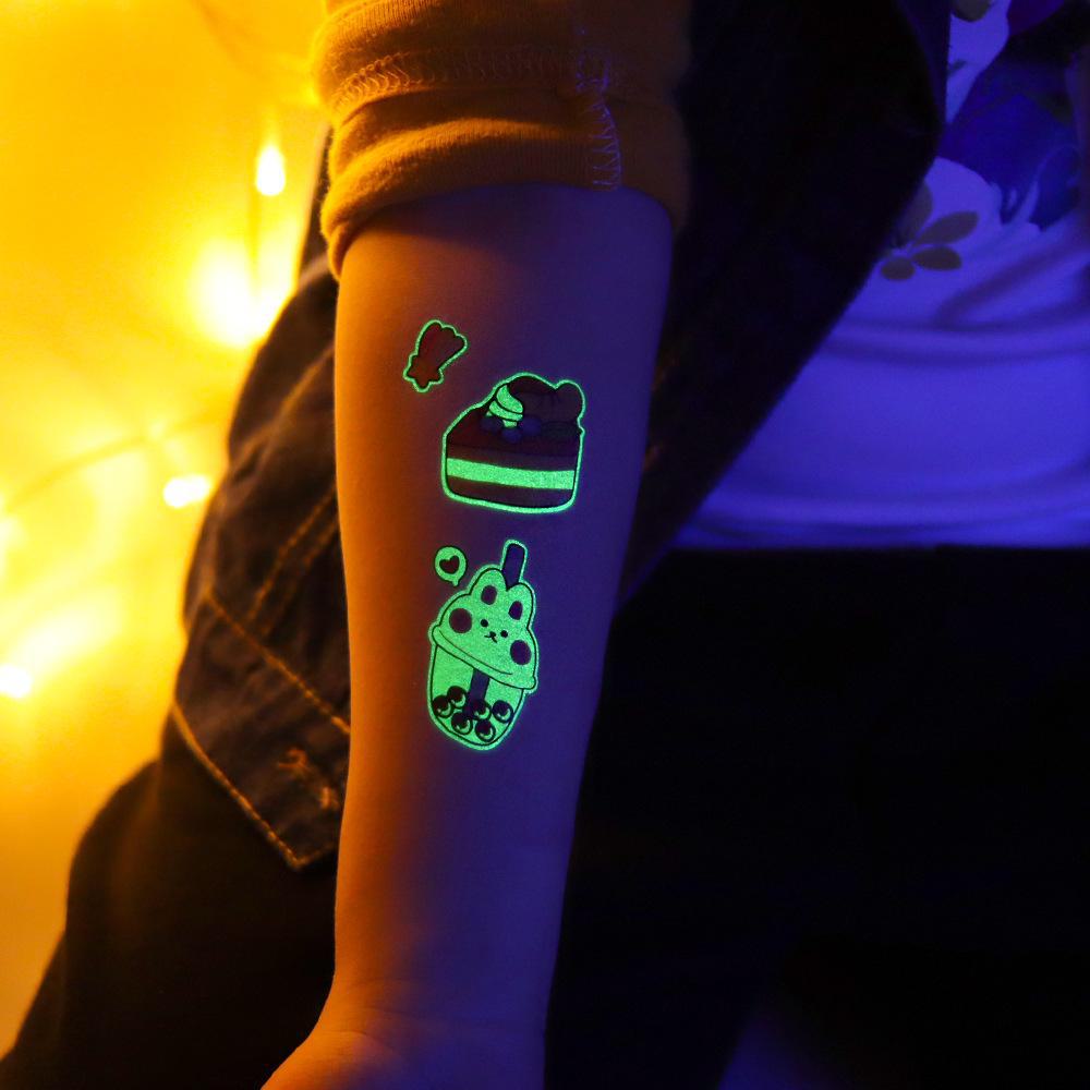 Luminous Cartoon Dessert Tattoo Stickers for Kids - Ice Cream, Donut, and Candy Themes
