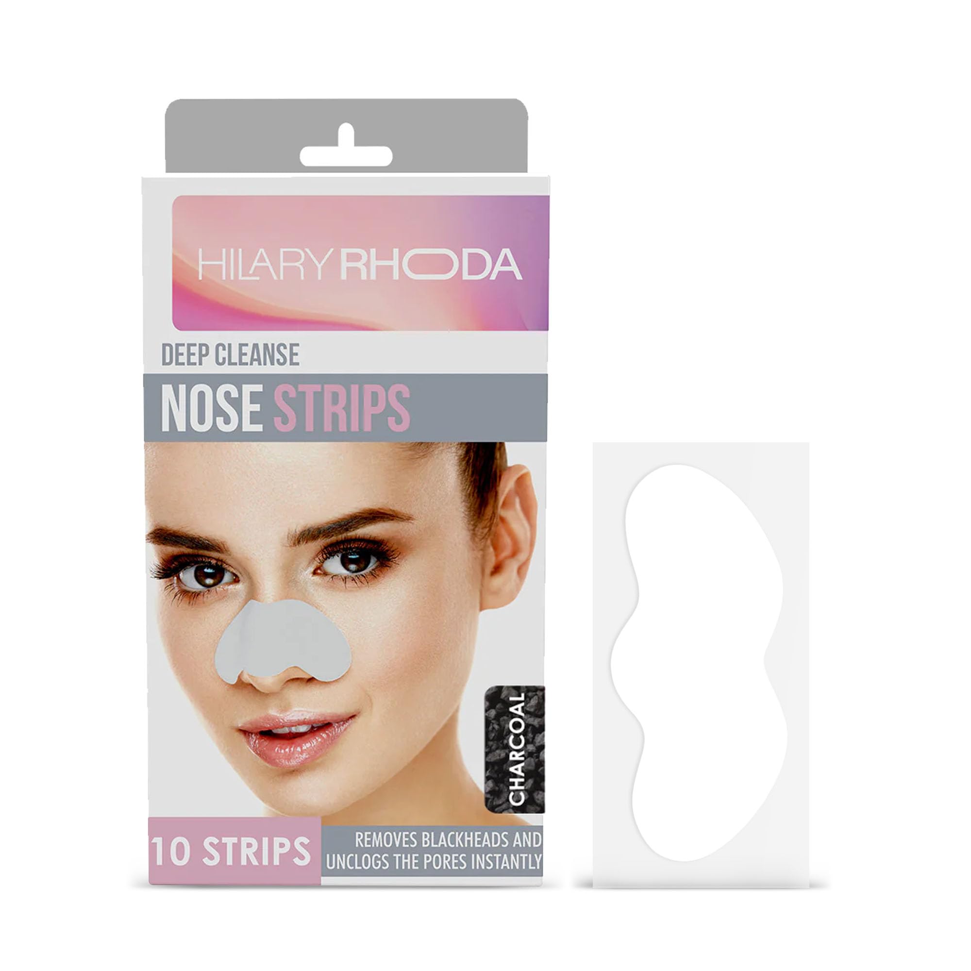 Hilary Rhoda Charcoal Nose Strips Pack of 10 Strips for Blackhead & Whitehead Remover | Deep Cleansing Pore Strips for Nose | Oil Control Formula