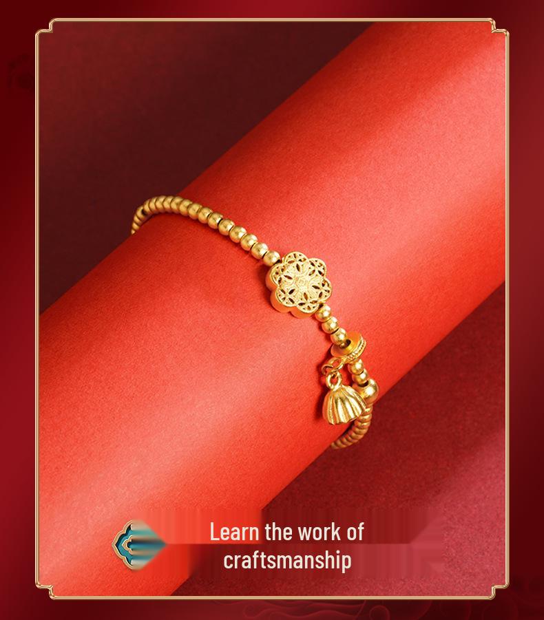 Vietnamese Gold Lotus Seed Bead Bracelet: National Style Women's Jewelry