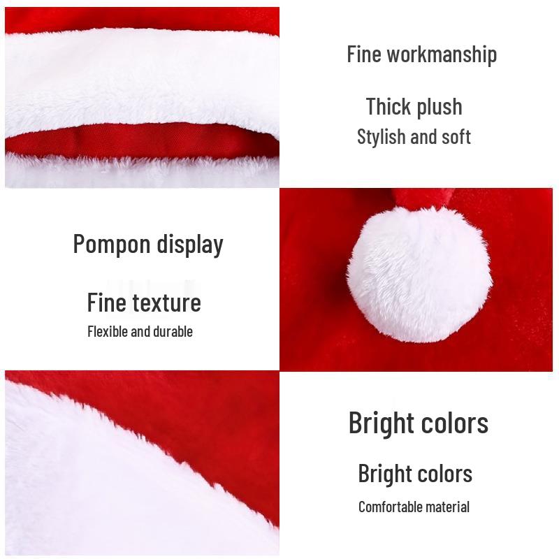Cross-Border Christmas Decorations: Adult & Children Short Plush Hat