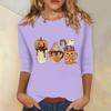 Women's Fashion Casual Three-quarter Sleeve Halloween Printed Round Neck Top