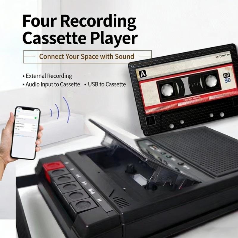 Portable Cassette Recorder Nostalgic Retro Portable Tape Player with USB Port for Sound Playback Outdoor Recording