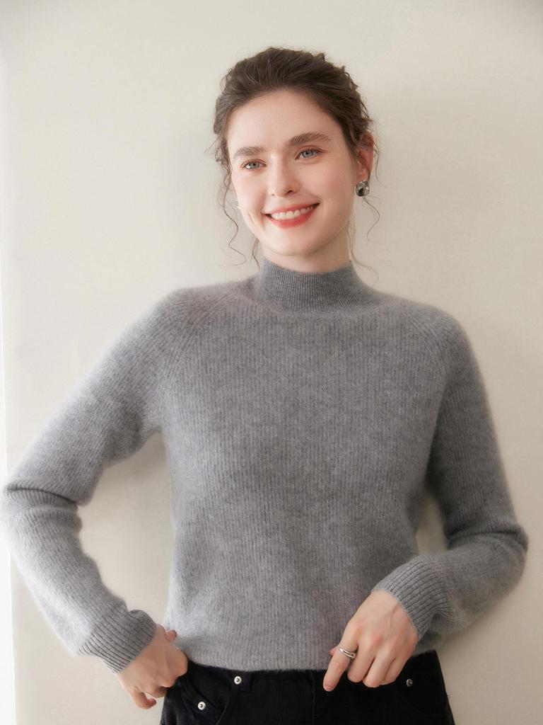 Autumn Winter Twelve-Needle Ribbed Cashmere Sweater Women's Warm Fashion Pullover
