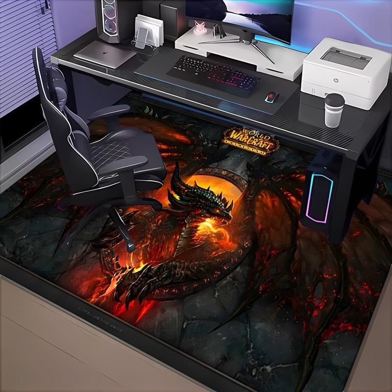 1PC Dragon's Fiery Warcraft Game Floor Mat for Living Room, Game Rooms, Office, Bedroom, Office Floor Mat Playful Design, Christmas Fan Gifts