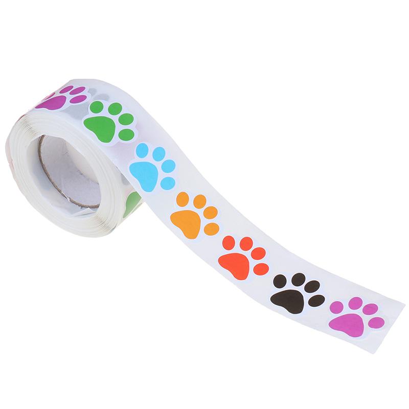 500Pcs Colorful Paw Print Stickers Dog Cat Paw Labels Stickers Reward Sticker