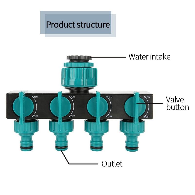 1 In 4 Out Faucet Adapter Garden Watering Lawn Maintenance Valve Diverter Tubing Tap Adapter