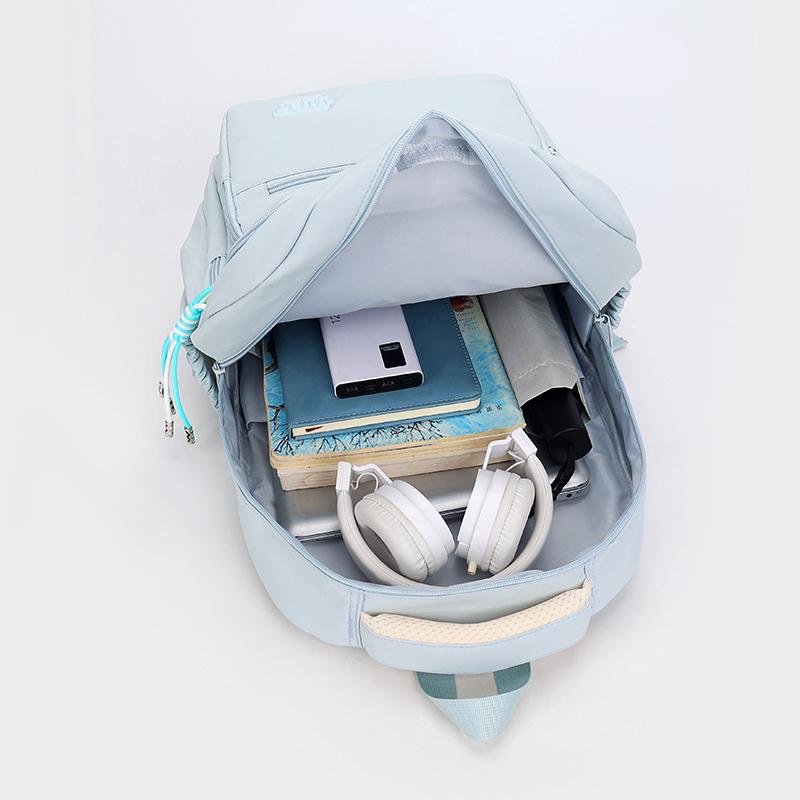 Large Capacity Student Schoolbag Women's Solid Color Backpack Multi-compartment Travel Backpack