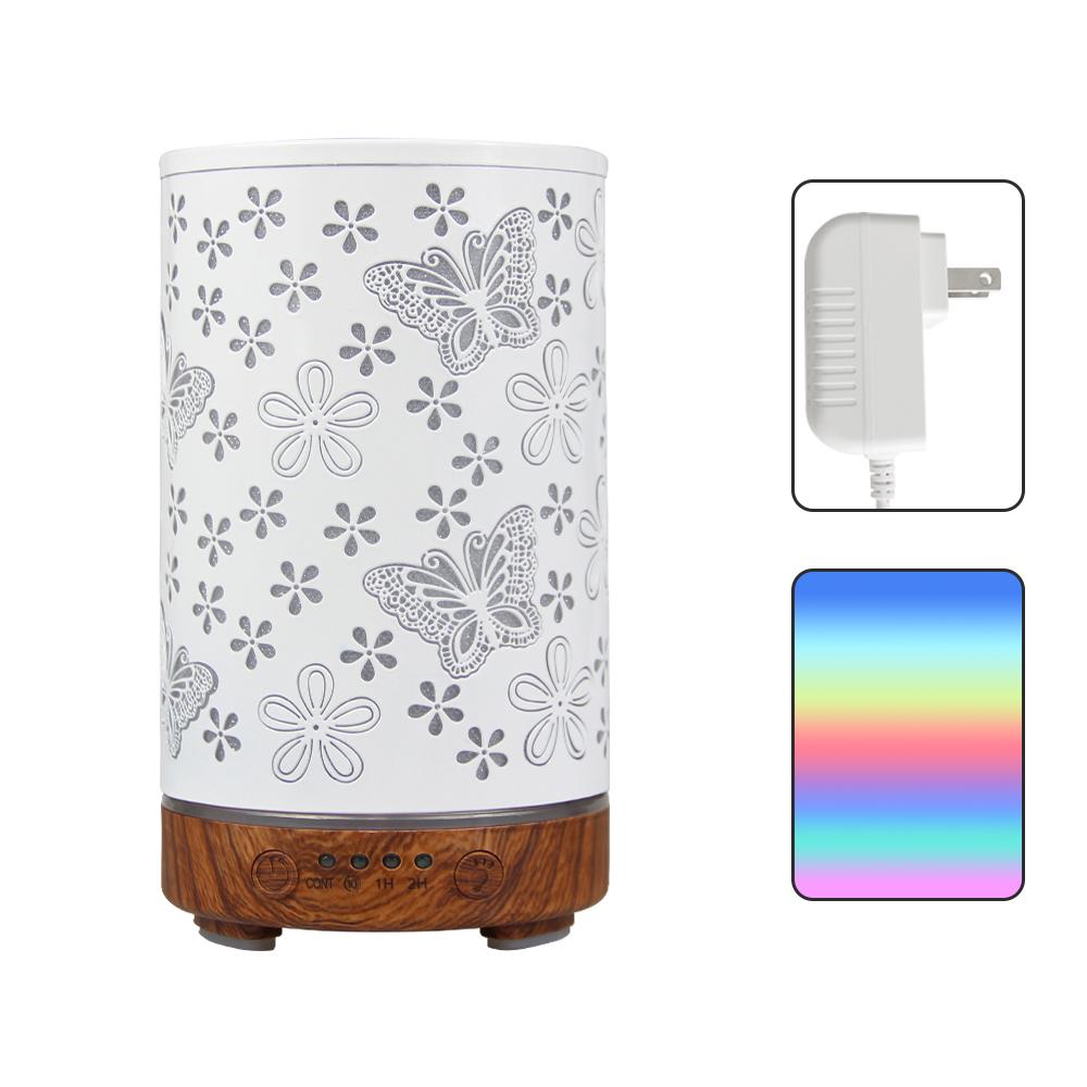 100ml Essential Oil Diffuser Seven-Color Aroma Light Butterfly Ultrasonic Air Humidifier Room Scent Diffuser with Timer Function