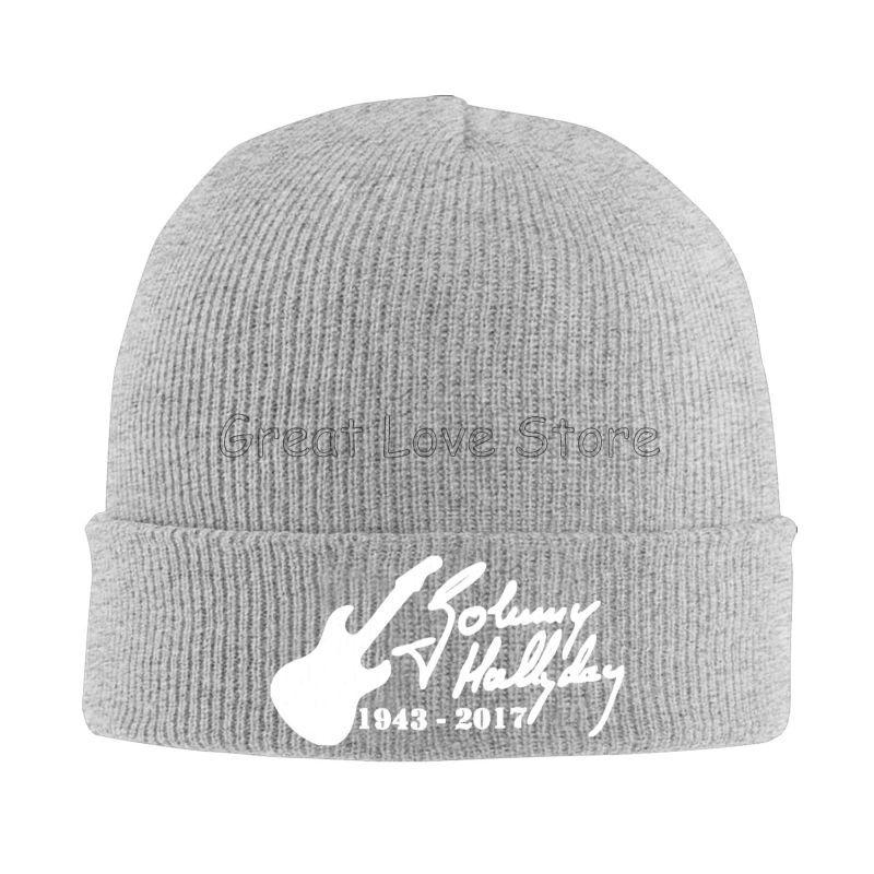 Johnny Hallyday Print Bonnet Hats Street Knit Hat for Men Women Winter Warm Skullies Beanies Cap for Travel Outdoor Camping