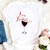 Women T Shirt Wine Glass And Starry Sky Print White Tshirt Female T-Shirt Fashion Short Sleeve Tee Tops Harjauku Cute Tshirt