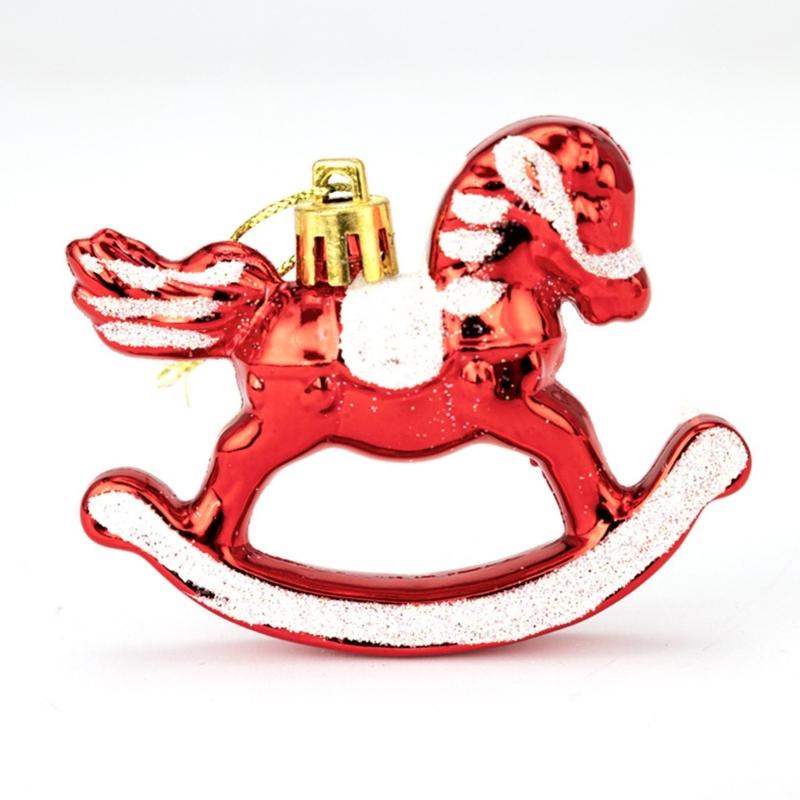 6Pcs Plastic Horse Statue Hanging Ornament Christmas Tree Decoration For Door Mantels Holiday Party Indoor and Outdoor