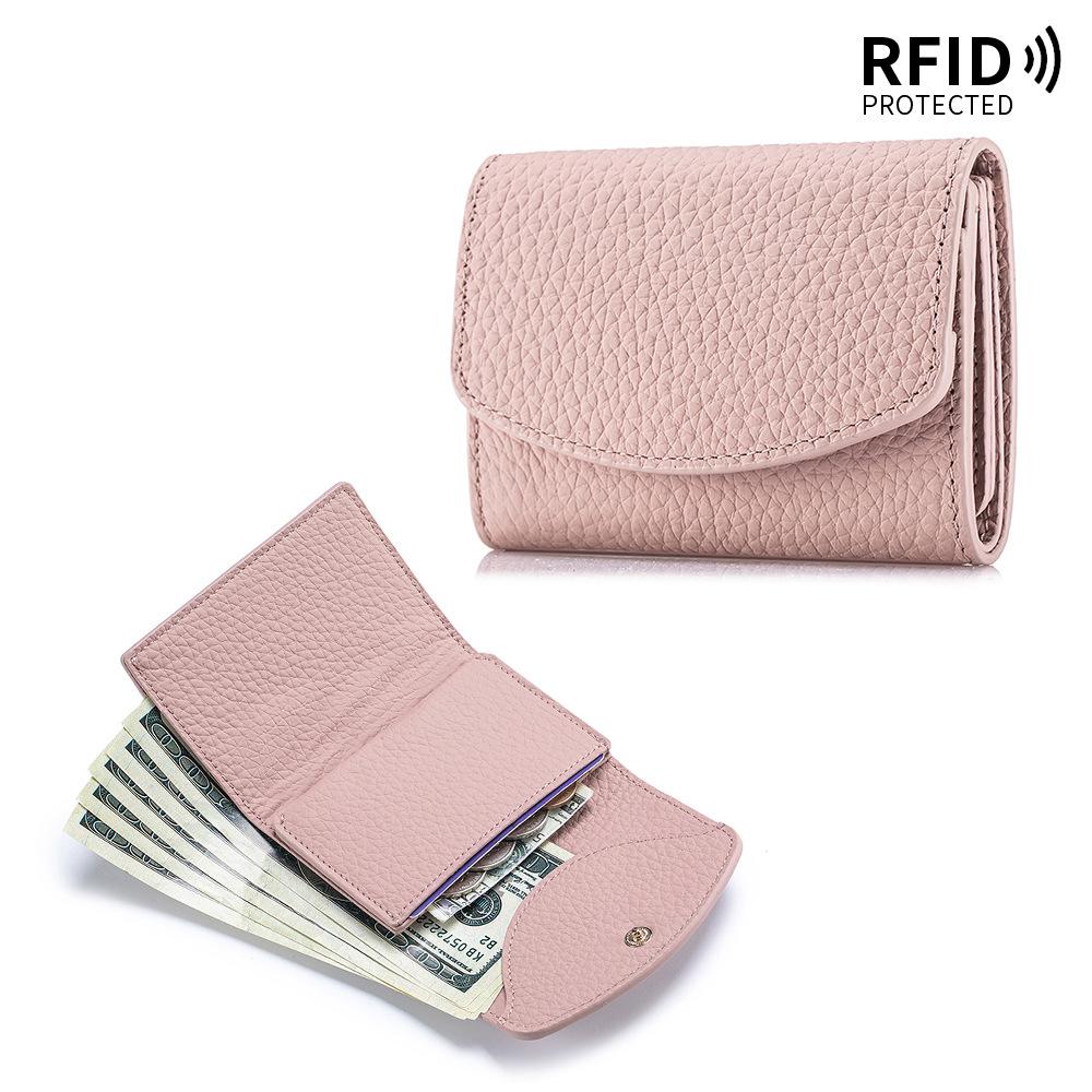 Women Genuine Leather Slim Short Wallet RFID Blocking mini Wallet Credit Card Holder money clip wallet Zipper Coin pocket