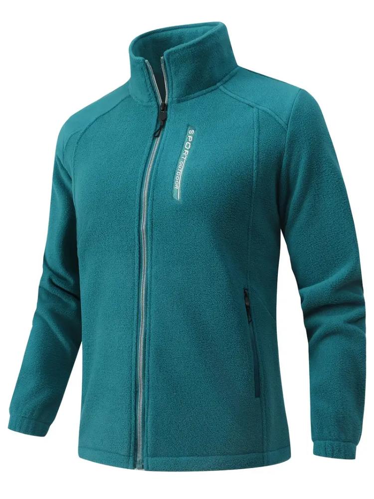 Women's Cozy Fleece-Lined Sports Jacket - Warm, Casual Zip-Up with Stand Collar for Fall/Winter