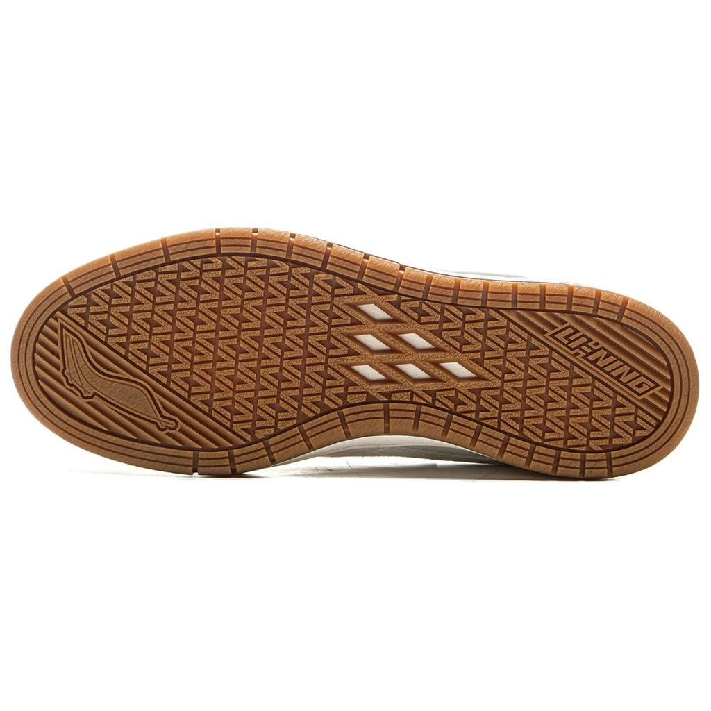 Li Ning Wave PROS Synthetic Leather Cushioning, Wear Resistant Low top Skateboard Shoes Unisex Ecru AEPV069-4