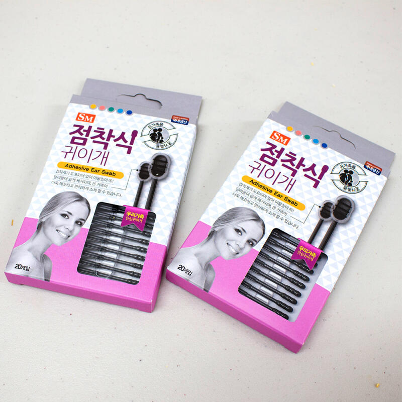 Earwax cleaner, earwax removal sticky cotton swab 2-piece set 2-piece set of sticky ear cleaning swabs
