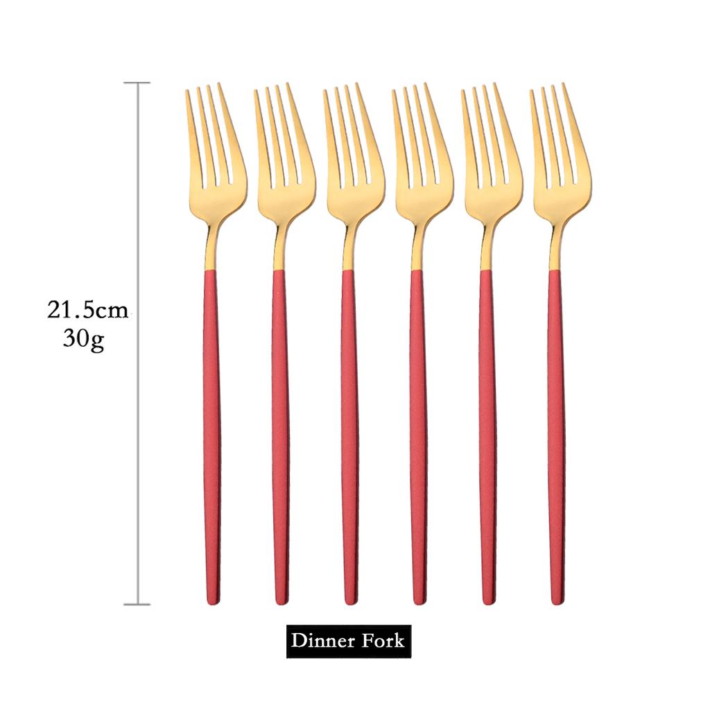 6Pcs Colorful Cutlery Set Stainless Steel Dinner Fork Set Dessert Cake Fork Fruit Salad Fork Tableware Set Kitchen Flatware Set