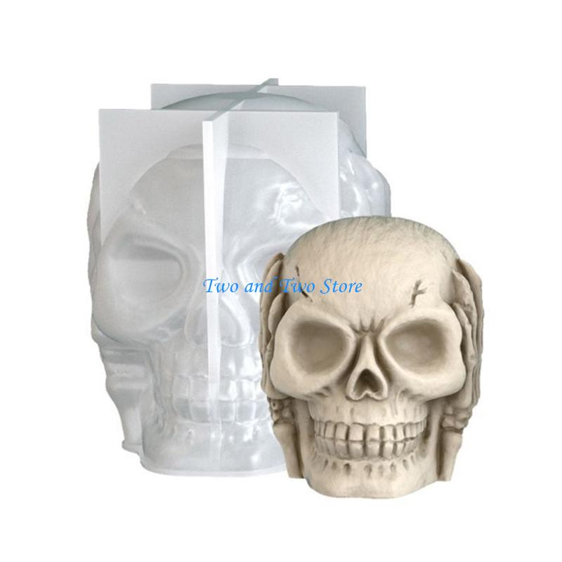 HX6F Skull Craft Mold DIY Resin Making Halloween Decors Silicone Art Tool