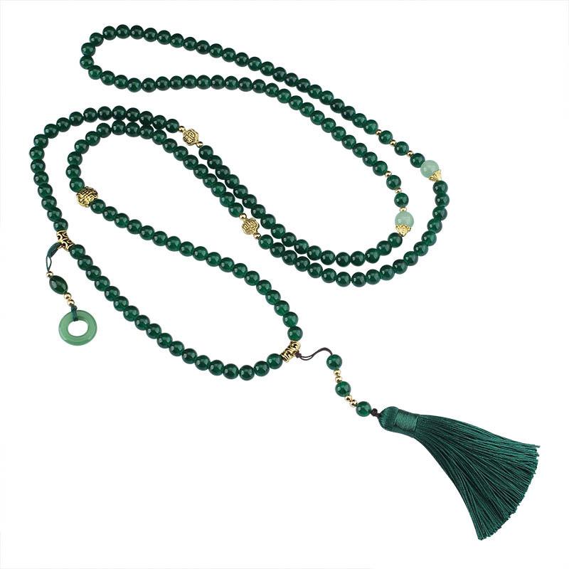 Elegancki naszyjnik z frędzlem ze 108 koralików: Vintage Chiński Łańcuszek Swetrowy Crossbody dla Kobiet