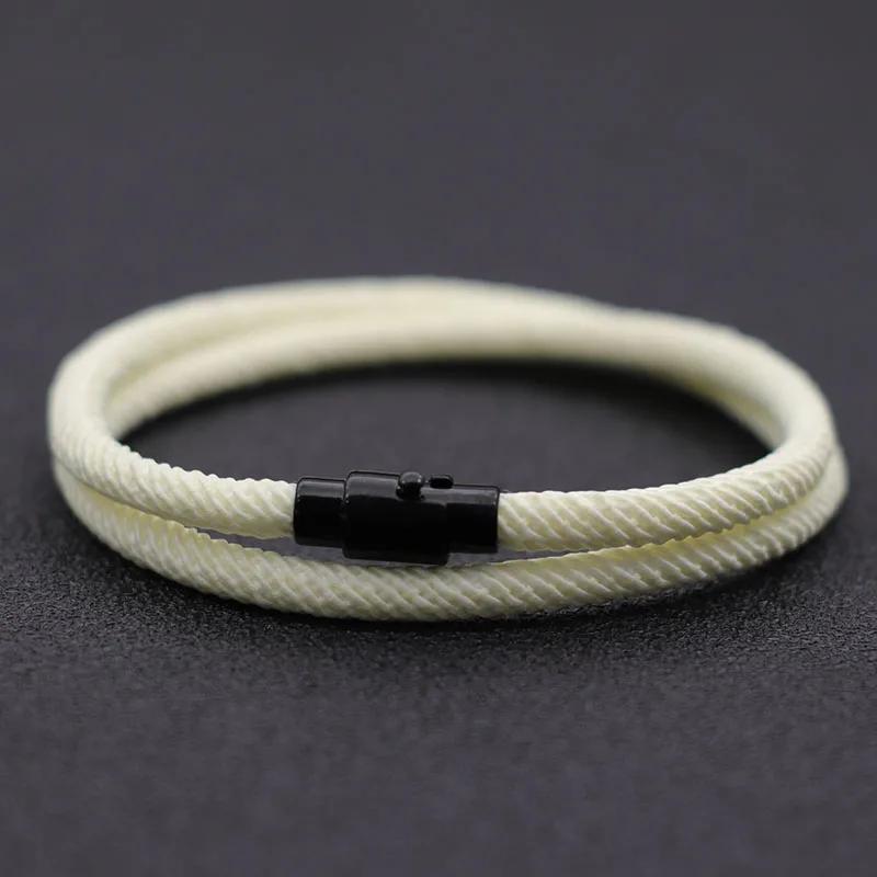 Simple Style Men Rope Bracelet Double Layer Survival Braclet Homme Accessories Boyfriend Gift Magnet Buckle Pulsera Hombre Joias