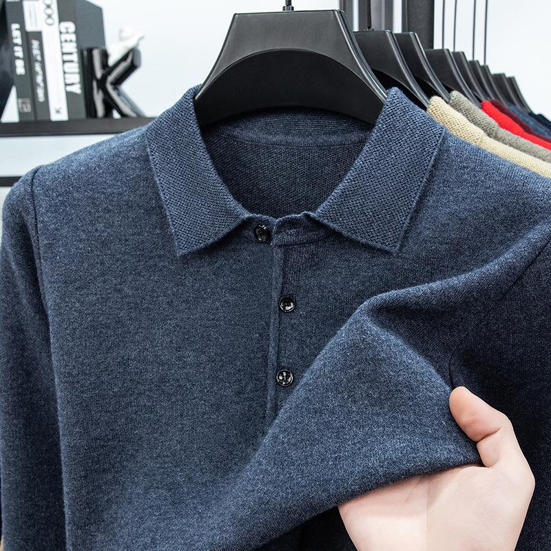 Men's Autumn/Winter Business Casual Loose Knit Sweater with Thickened Lapel