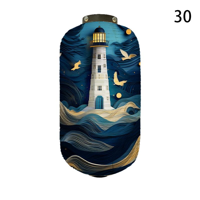 

Japanese Style Cloth Lantern Sea Lighthouse Pattern Printed Lantern Bistro Restaurant Izakaya Decor Sign Wedding Party Decor 20x35cm