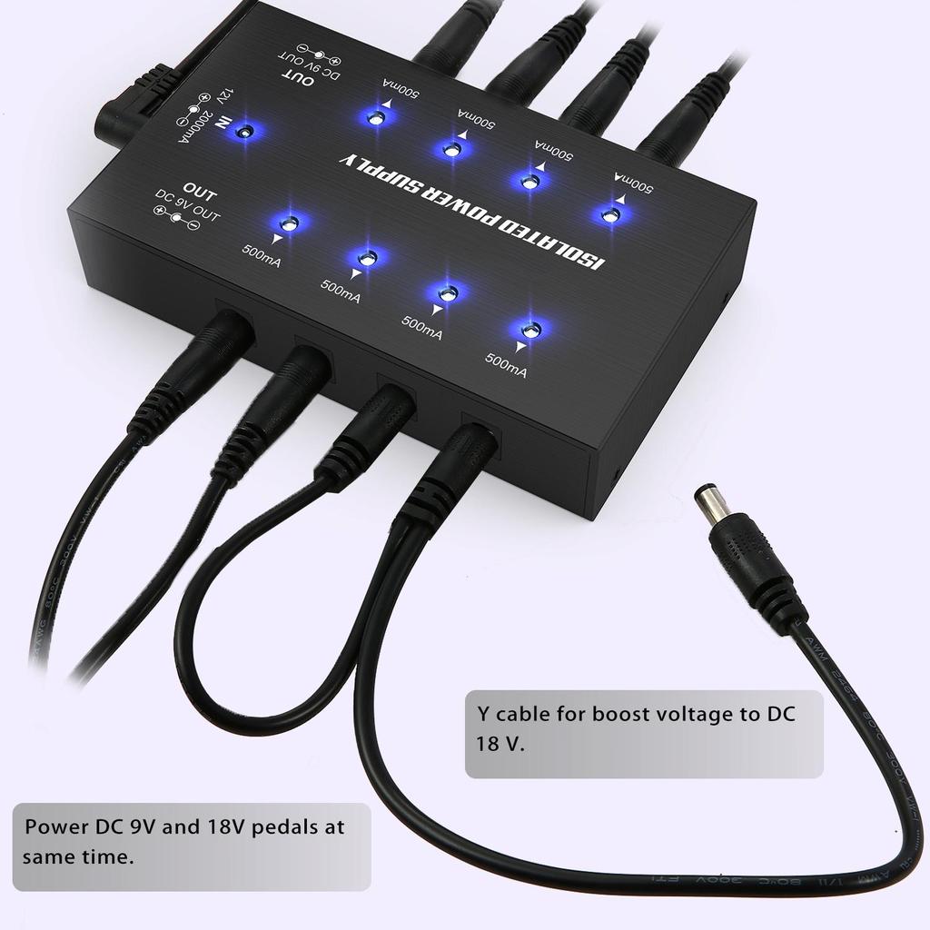 Kompakt Boyutlu Gitar Efekt Güç Kaynağı 9V/18V Gitar Efektleri için 8 İzole DC Çıkış