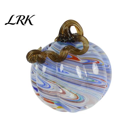 Transparent Pumpkin Figurine Mini Hand Blown Glass Ornament, Collectible Thanksgiving Halloween Handmade Decor Faux Crystal Hanging Decoration