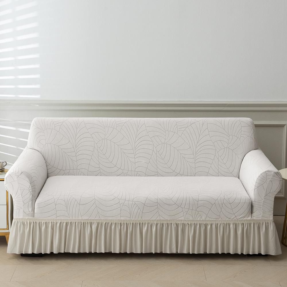 Jacquard Sofa Slipcover with Skirt Stretch Sofa Cover for Living Room Couch Covers Easy Fitted Washable Furniture Protector 1pc