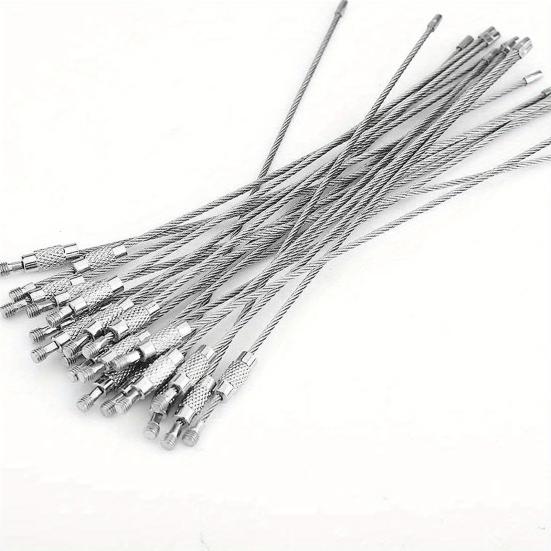 10Pcs Stainless Steel Wire Keychains 1/1.5/2mm Cable Loop Connecter