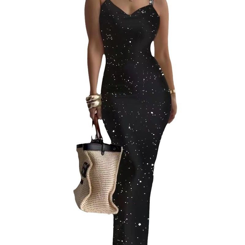 Tailored and Tight Long Dress with Camisole Sling Slim Fit Skinny Long Dress