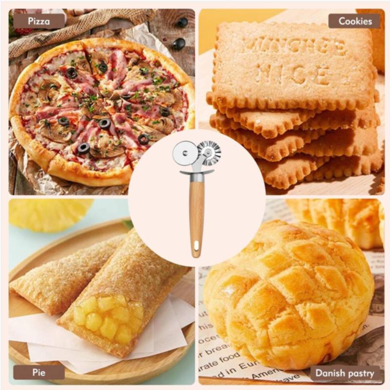 Double Wheel Embossing Cookie Cutter For Baking And Pasta Making Kitchen Tool