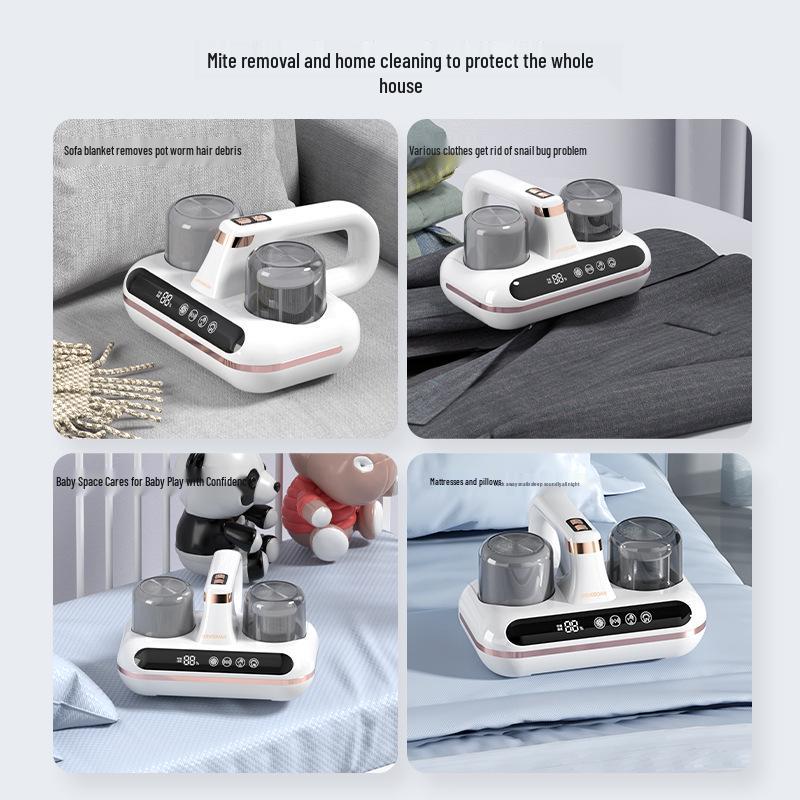 Dual-Cup Ultrasonic UV Bed Mite Remover with Wireless Vacuum