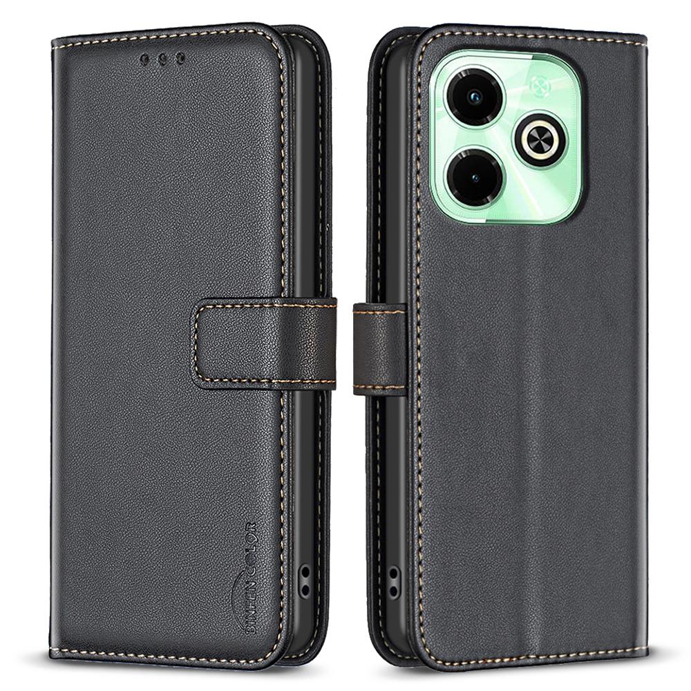 BINFEN COLOR BF17 For Infinix Hot 40/Hot 40 Pro Wallet Case PU Leather Cover Stand