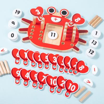 Holz Krabben Zählspielzeug, Mathematik Lehrmittel, Mathematisches Logik Puzzle Spielzeug, Rechenbrett, Additions- und Subtraktionsspielzeug