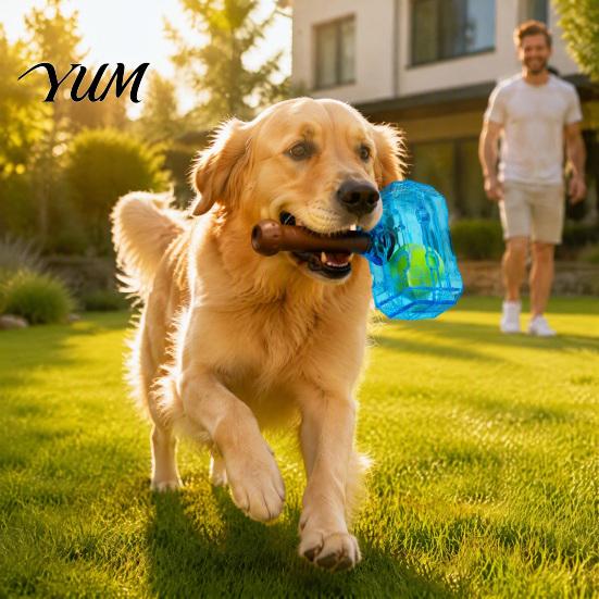 Indestructible Dog Toys 2Pcs Squeaky Hammer with Tennis Ball Inside, Interactive Fetch Toys, Safe Pet Equipment Rubber Chew Toy for Medium Large Dogs