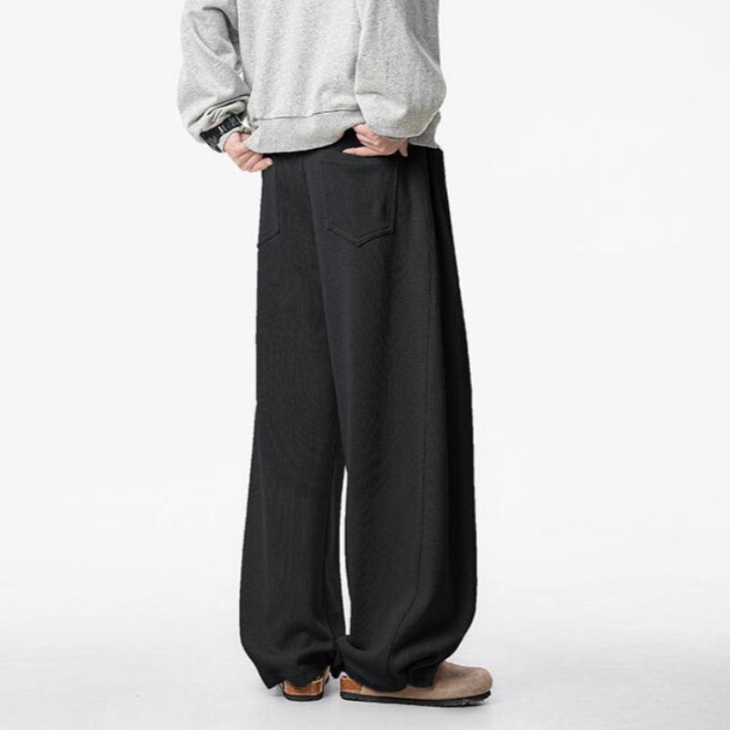 Spring and Autumn Men's New All-match Pleated Wide Leg High Street Vintage Casual Embroidered Sweatpants
