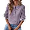 2025 Autumn/Winter Women's Solid Color Button Loose Long Sleeve T-Shirt