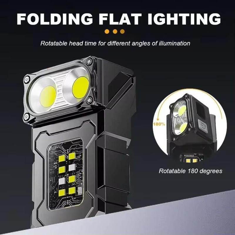Ultra Portable COB Work Light Magnetic Attachment Dual Head Flexible Lamp USB-C Charging 8 Modes Waterproof Outdoor