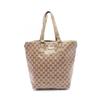 Used GG Crystal Tote Bag 189896 PVC Coated Canvas Leather Beige Brown Gold Used Women