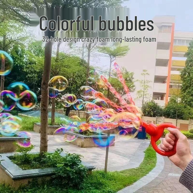 32-Hole Bubble Wand Toy: Outdoor Fun for Kids with Bubble Blowing Water Concentrate