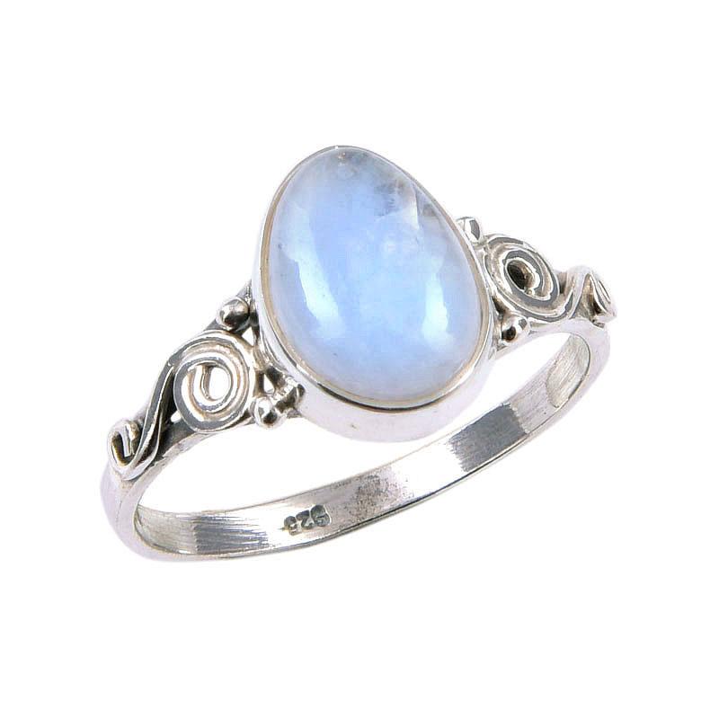 Natural Rainbow Moonstone Gemstone 925 Solid Sterling Silver Ring Size 7.5 W5I45