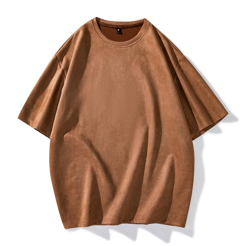 

Новая летняя футболка с коротким рукавом, трендовая свободная пара, дышащий спортивный топ для отдыха 2XL коричневый