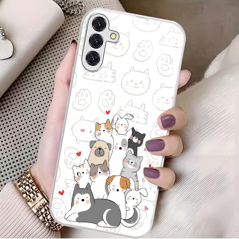 Cute cartoon animal silver plated glass phone case suitable for Samsung Galaxy S26 S25 S24 S22 S21 S20 FE/Ultra/Plus anti drop