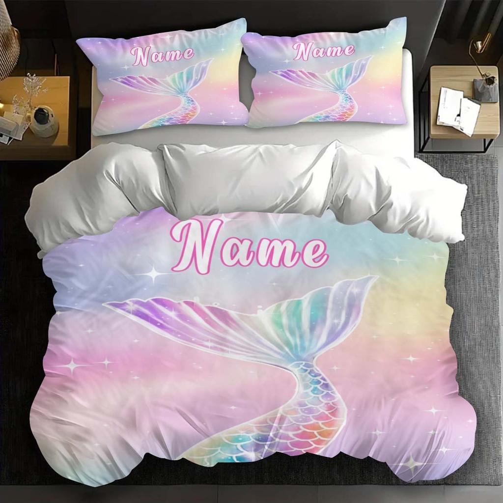 Customization Mermaid Princess Duvet Cover Set Bedding Universal,  Cute Printed Cartoon Quilt Cover Comforter Sets Home