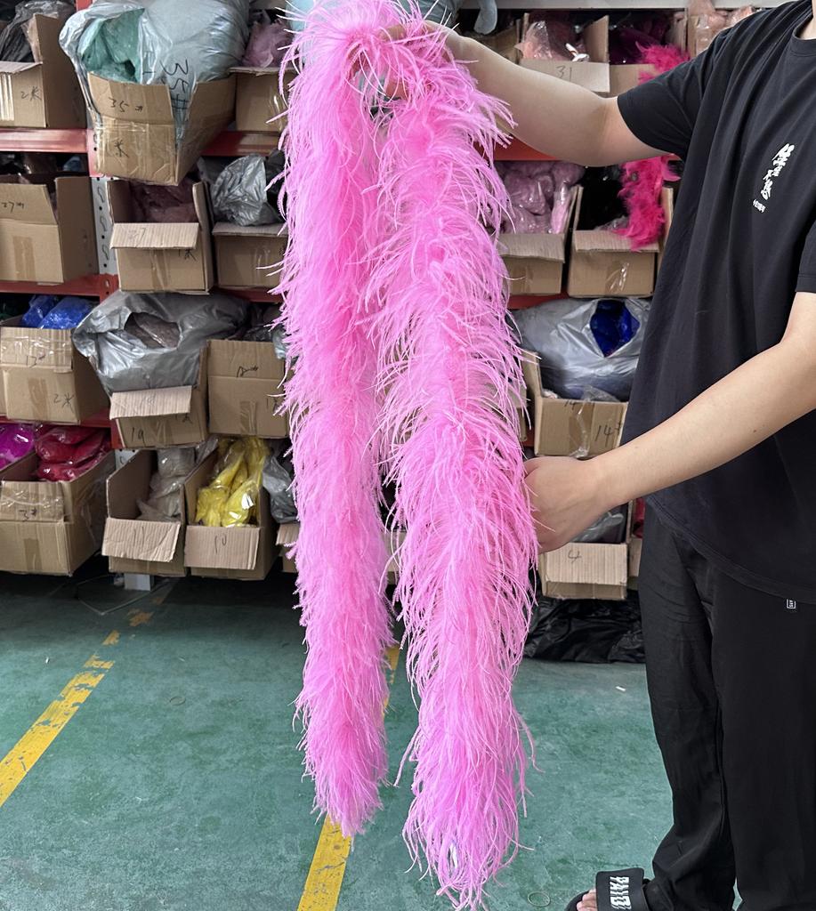 DIY Colorful Ostrich Feather Boa 6Ply Fluffy Shawl 0.5/1/2/3/4 Meter for Wedding Dress Carnival Performance Costume Party Decoration